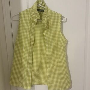 Green Gingham Sleeveless Blouse